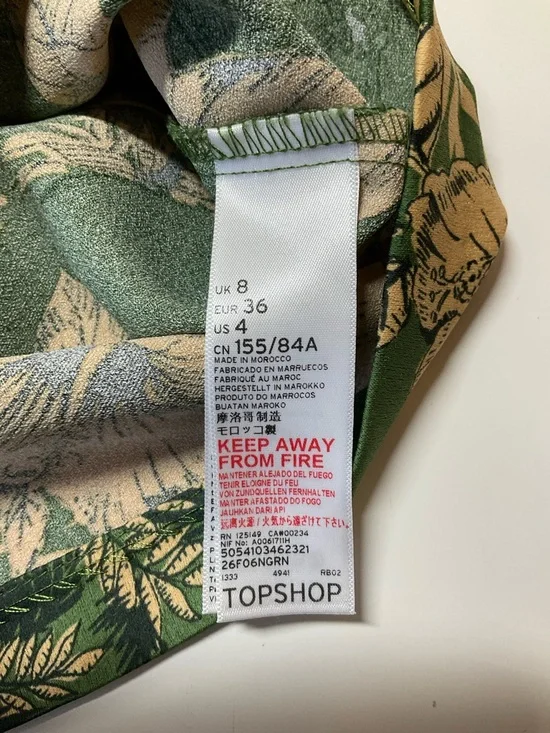 Topshop Olive Green Floral Double-Breasted Jacket Size 4 - Picture 4 of 9